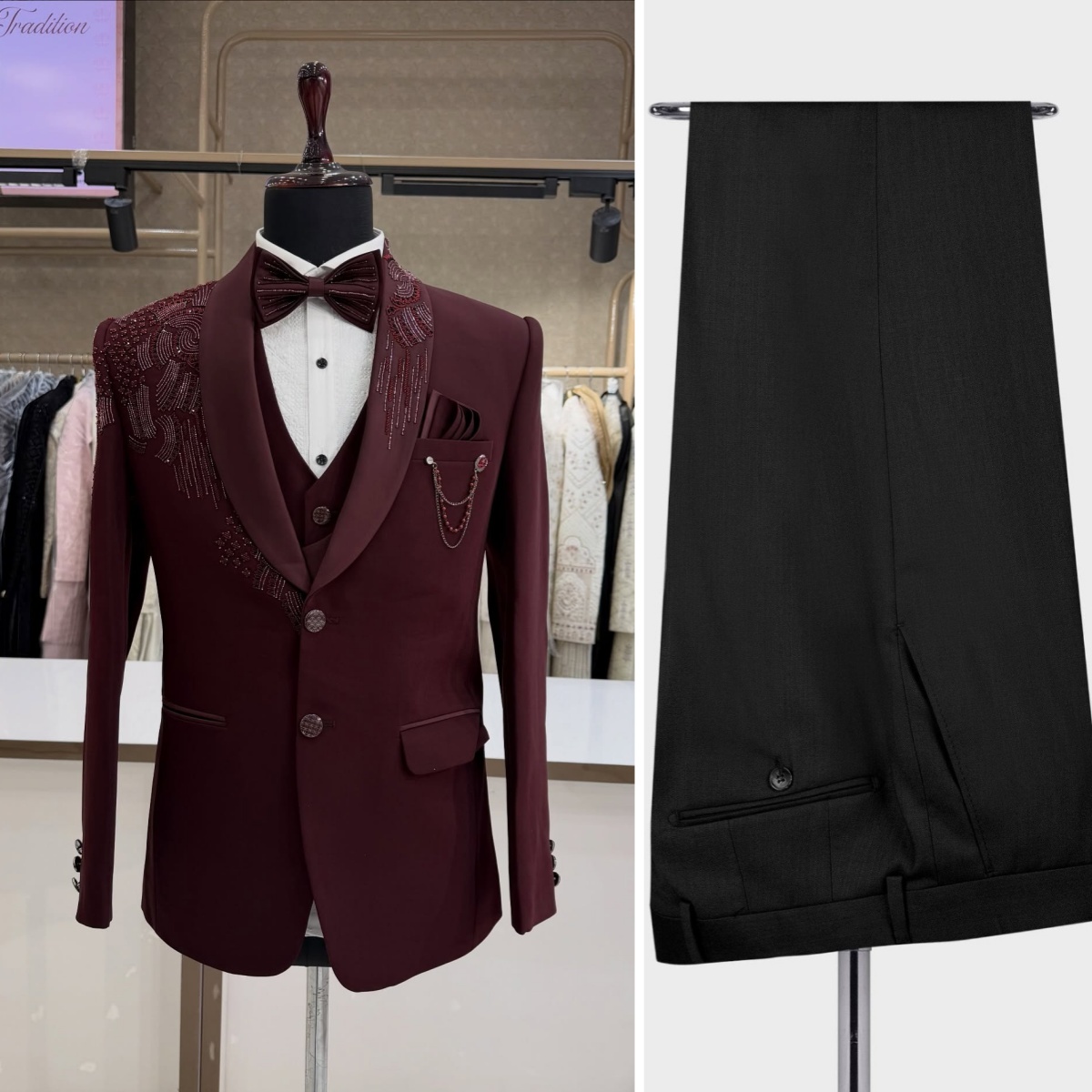 Men Formal Wear Modern - Комплект из 3 предметов: свадебный смокинг